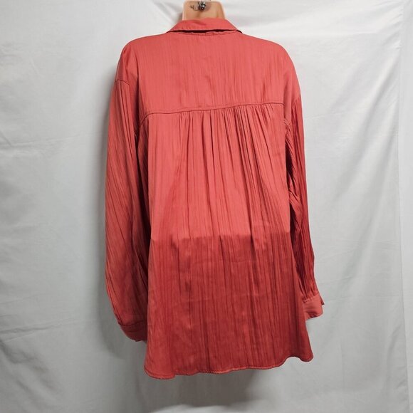 Anthropologie Relaxed Top Button Up Shirt Women Size XL Shiny Rose - Picture 9 of 16